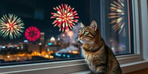 Cómo mantener a tu gato tranquilo durante fuegos artificiales.