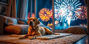 Cómo mantener a tu perro tranquilo durante fuegos artificiales.